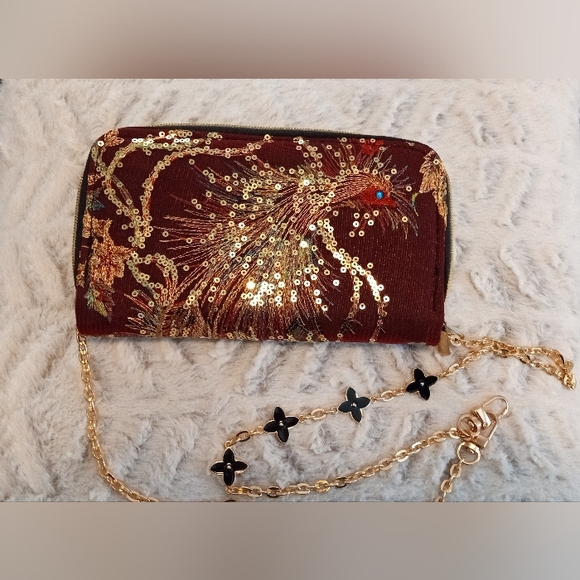 🌞Red Jeweled Crossbody/Clutch/Wallet - Picture 4 of 16